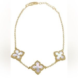 Adornia 14k yellow gold plated Mother of Pearl Flower Bracelet, clasp closure